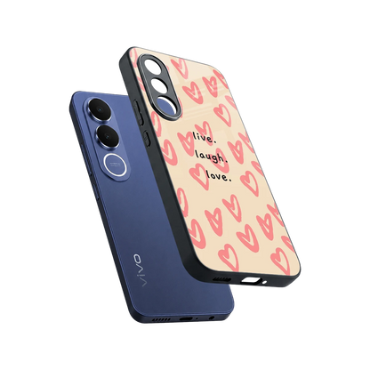 Heart Flow sleek vivo v70 fe cover with tempered glass back and TPU edges