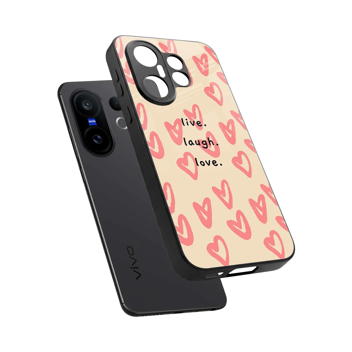 Heart Flow sleek vivo x200 fe cover with tempered glass back and TPU edges