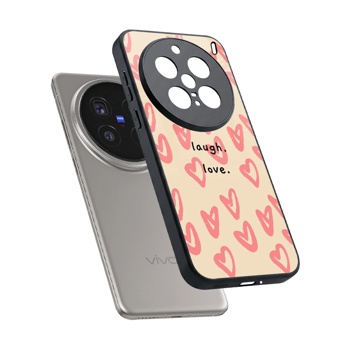 Heart Flow sleek vivo x200 pro cover with tempered glass back and TPU edges