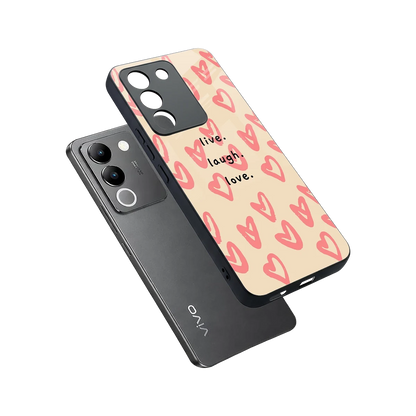 Heart Flow sleek vivo y200 5g cover with tempered glass back and TPU edges