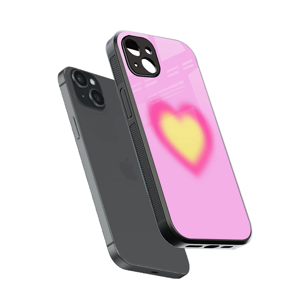 Heart Spectrum sleek iphone 15 plus cover with tempered glass back and TPU edges