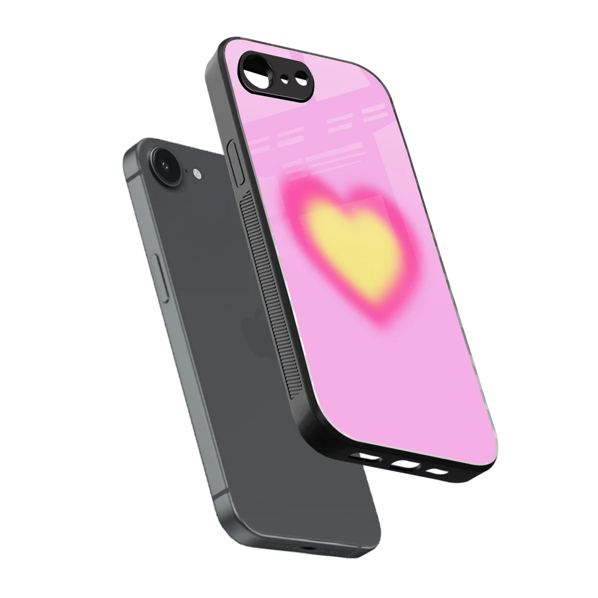 Heart Spectrum sleek iphone 16e cover with tempered glass back and TPU edges