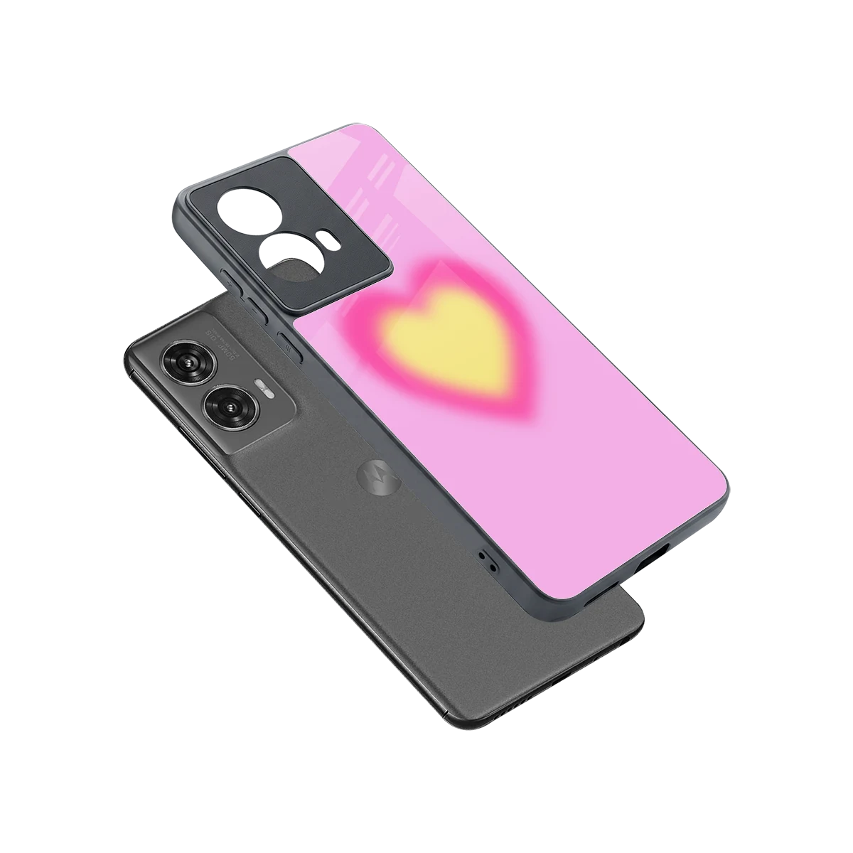 Heart Spectrum sleek motorola edge 50 fusion cover with tempered glass back and TPU edges