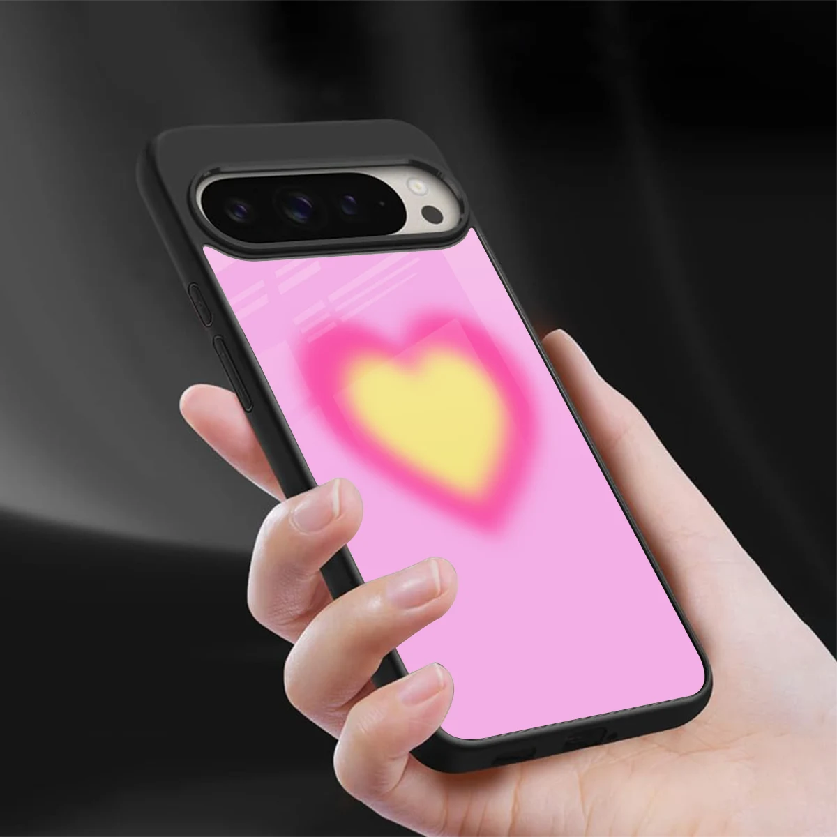 Heart Spectrum sleek google pixel 9 pro cover with tempered glass back and TPU edges