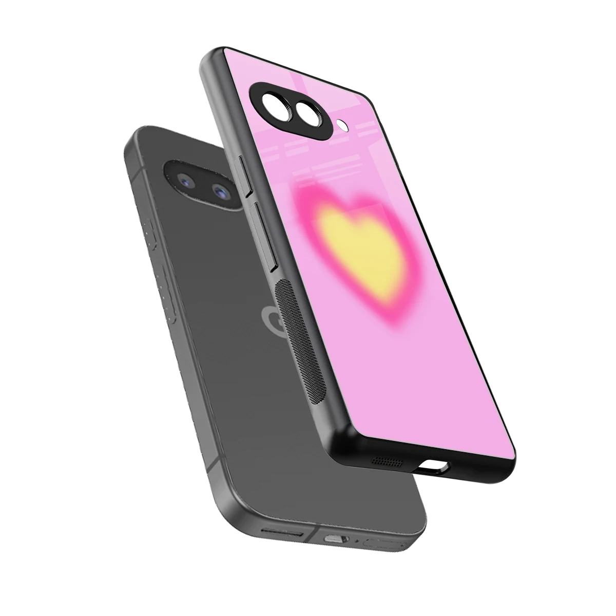Heart Spectrum sleek google pixel 9a cover with tempered glass back and TPU edges