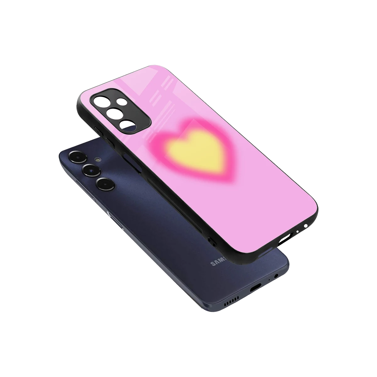 Heart Spectrum sleek samsung galaxy m14 5g cover with tempered glass back and TPU edges