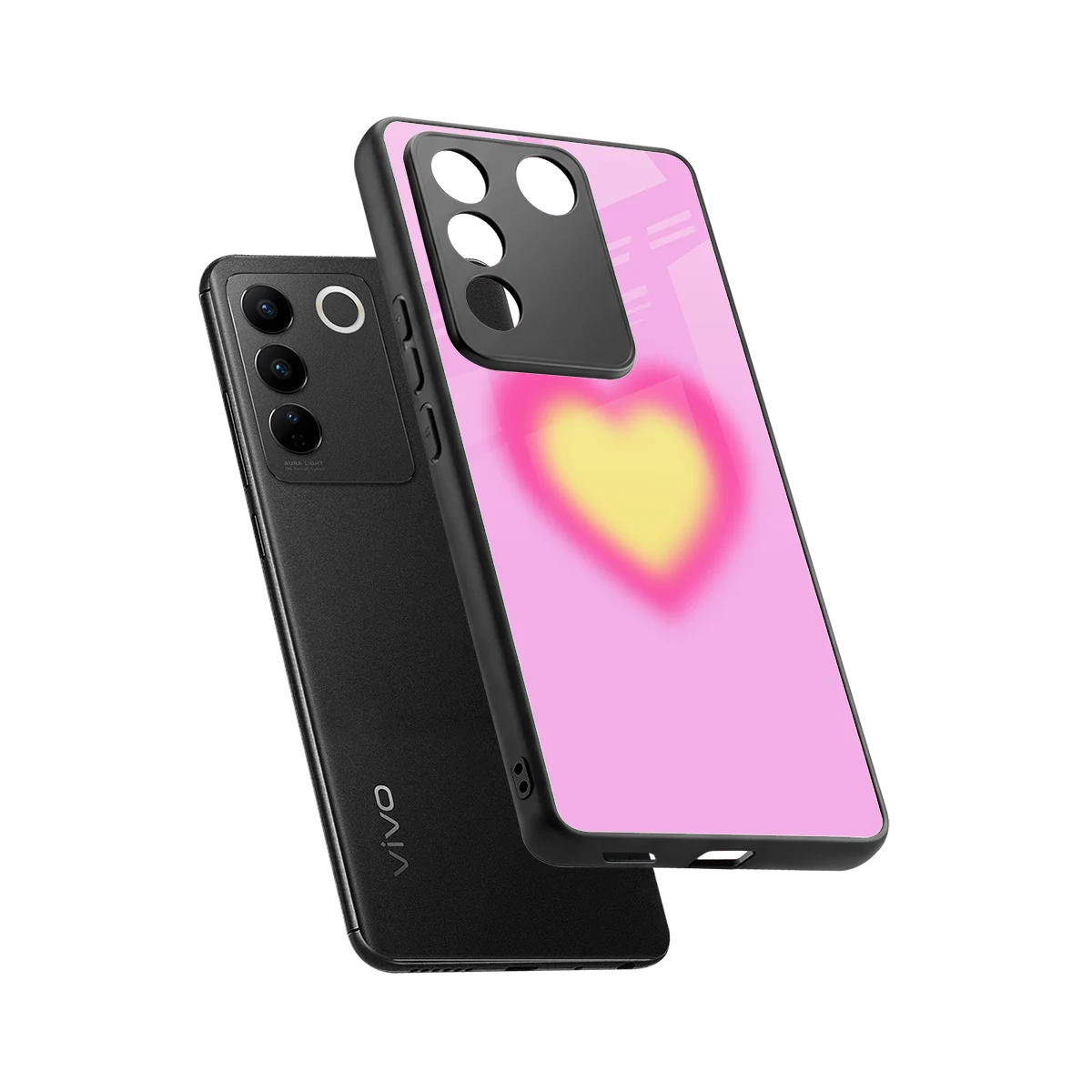 Heart Spectrum sleek vivo v27 5g cover with tempered glass back and TPU edges