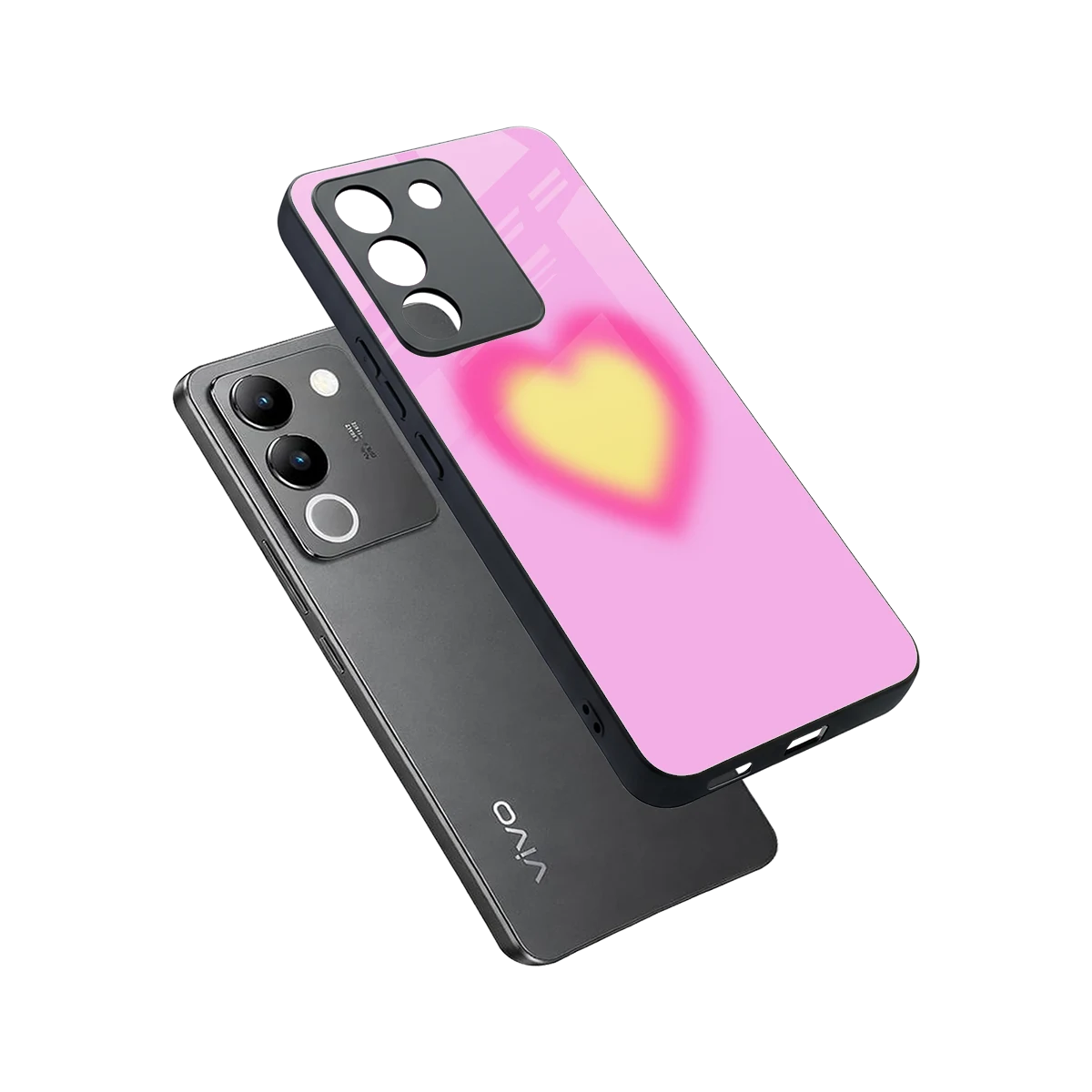 Heart Spectrum sleek vivo y200 5g cover with tempered glass back and TPU edges