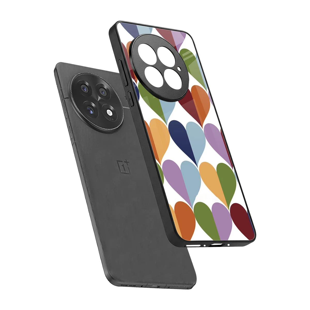 Heart Splash sleek oneplus 13 cover with tempered glass back and TPU edges