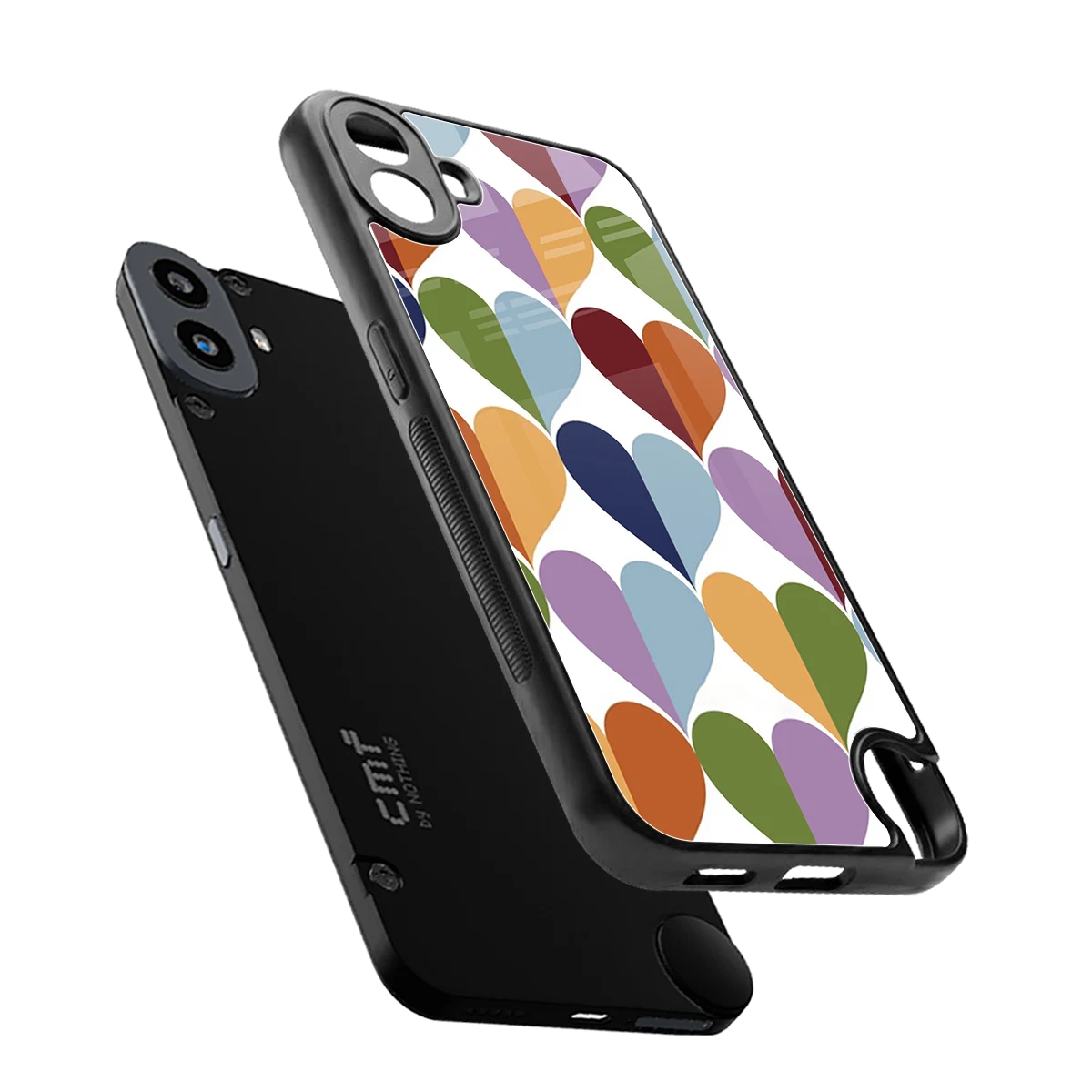 Heart Splash sleek cmf nothing phone 1 cover with tempered glass back and TPU edges