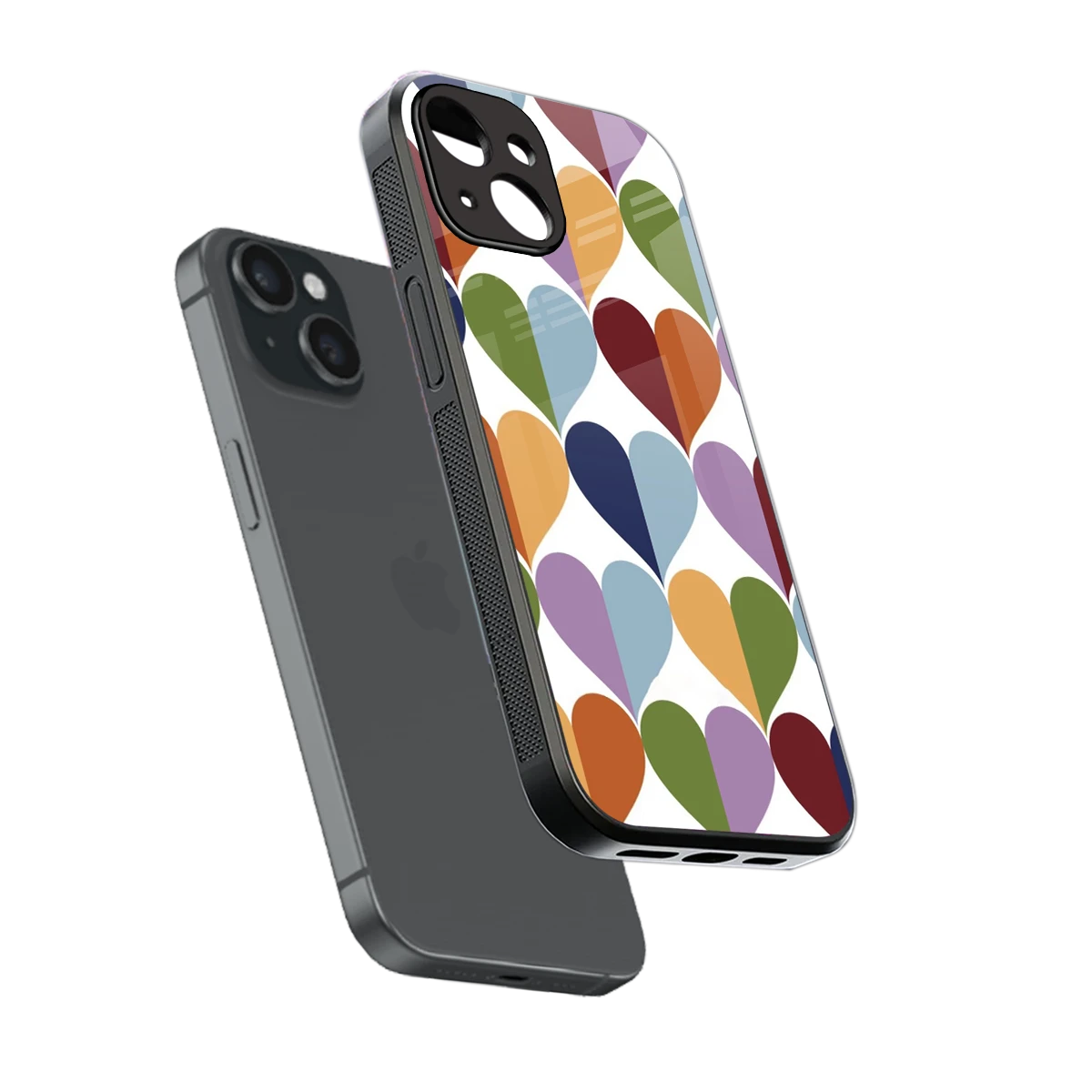 Heart Splash sleek iphone 13 cover with tempered glass back and TPU edges