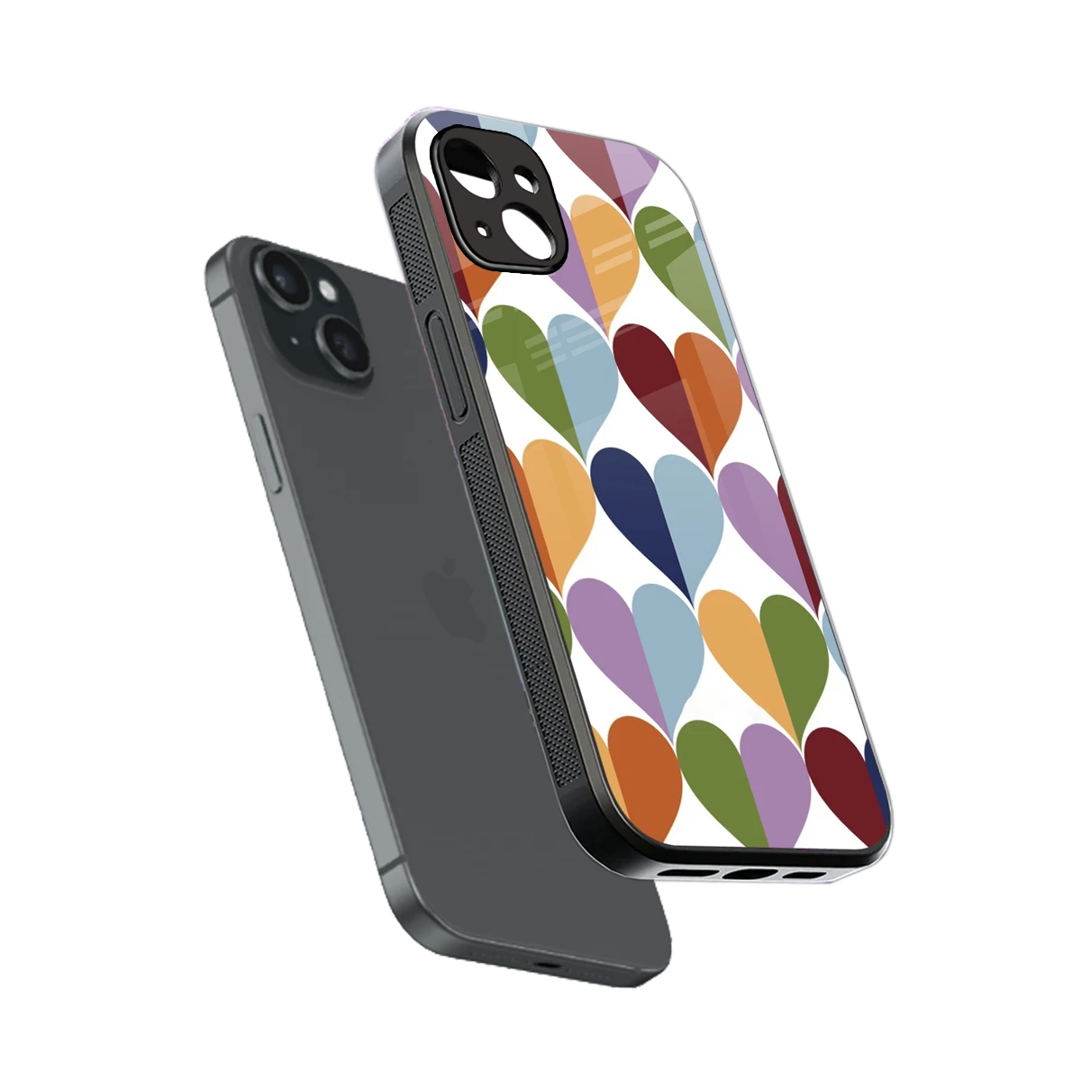 Heart Splash sleek iphone 14 plus cover with tempered glass back and TPU edges