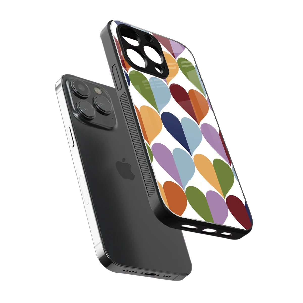 Heart Splash sleek iphone 15 pro max cover with tempered glass back and TPU edges