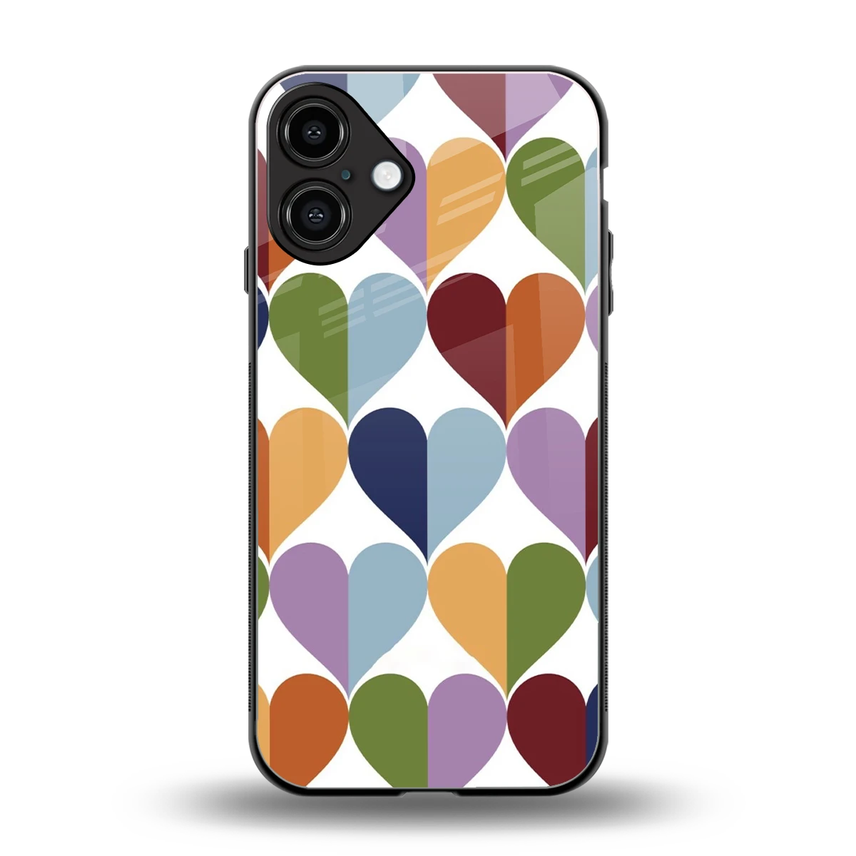 Heart Splash back phone cover | glass case for iphone 16 plus