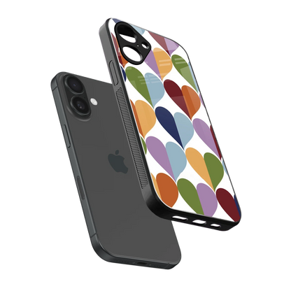 Heart Splash sleek iPhone 16 cover with tempered glass back and TPU edges