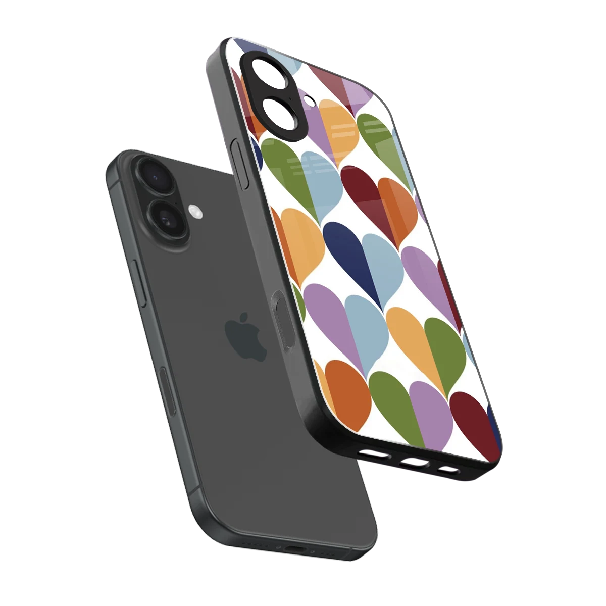 Heart Splash sleek iphone 17 cover with tempered glass back and TPU edges