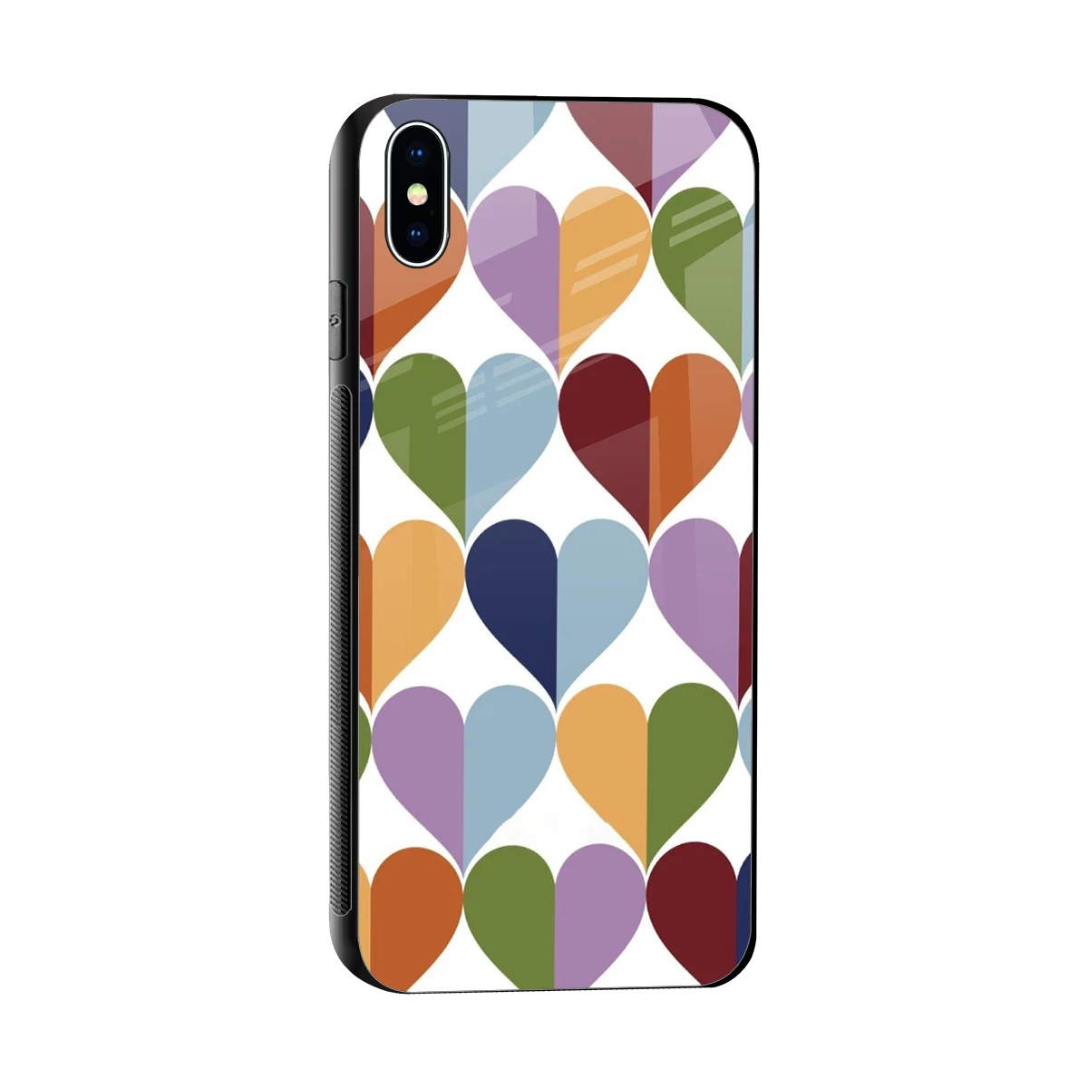 Heart Splash sleek iphone xs max cover with tempered glass back and TPU edges