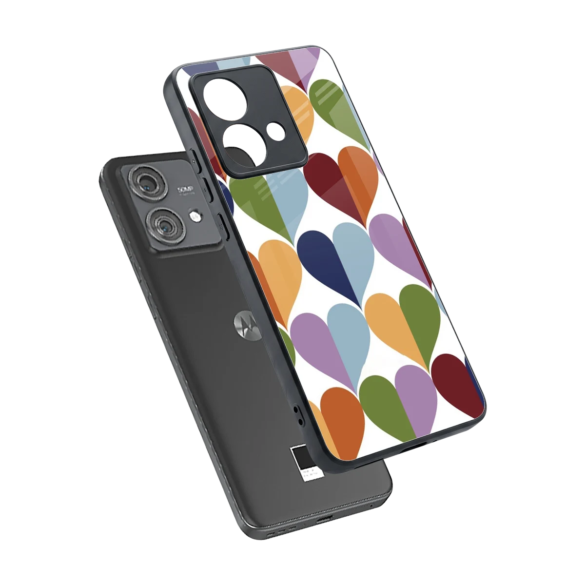 Heart Splash sleek motorola edge 40 neo 5g cover with tempered glass back and TPU edges