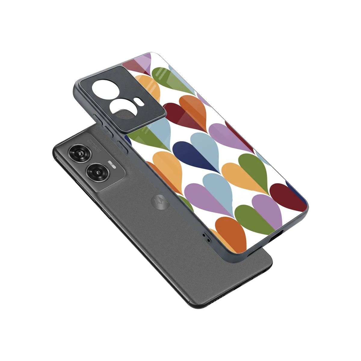 Heart Splash sleek motorola edge 50 fusion cover with tempered glass back and TPU edges