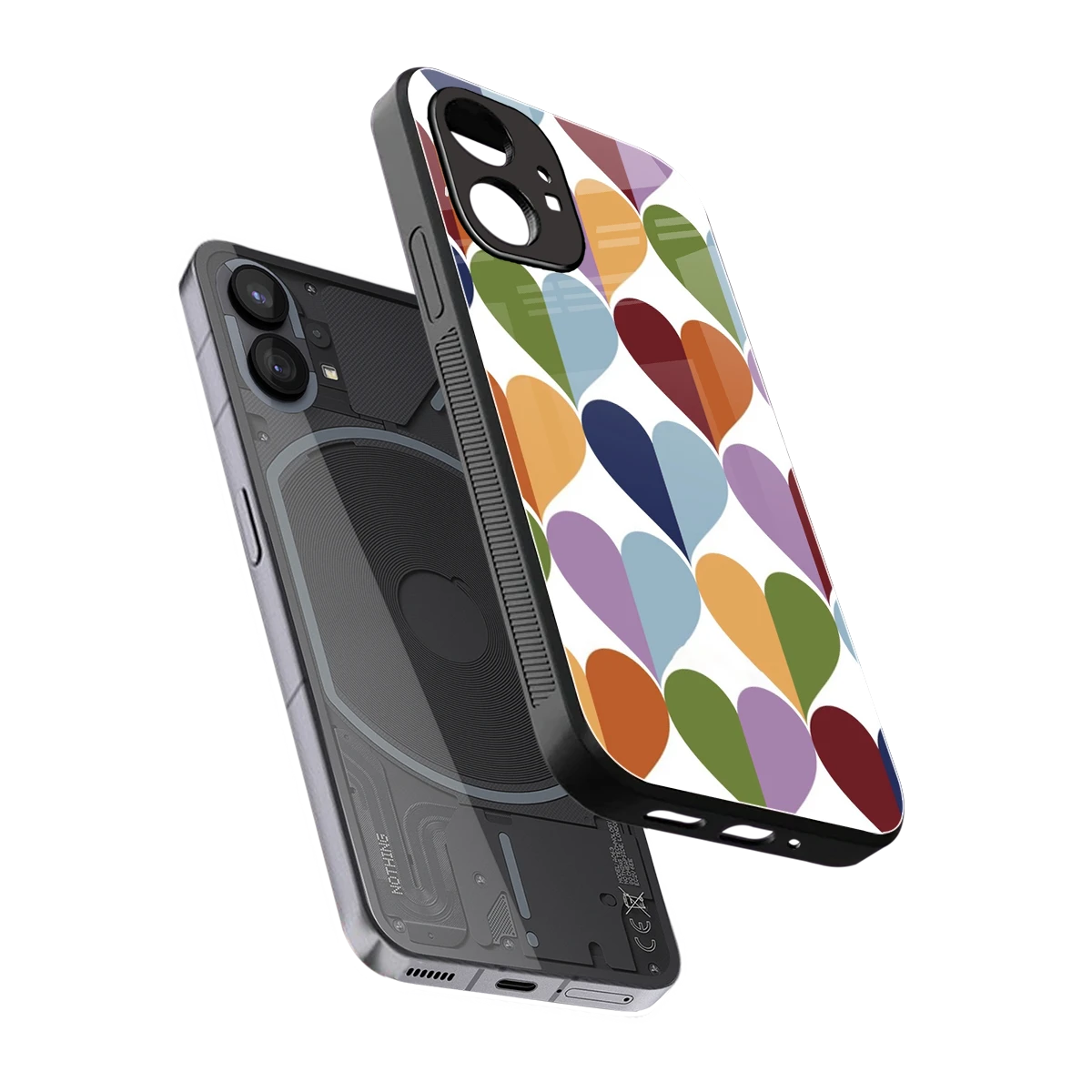 Heart Splash sleek nothing phone 1 cover with tempered glass back and TPU edges