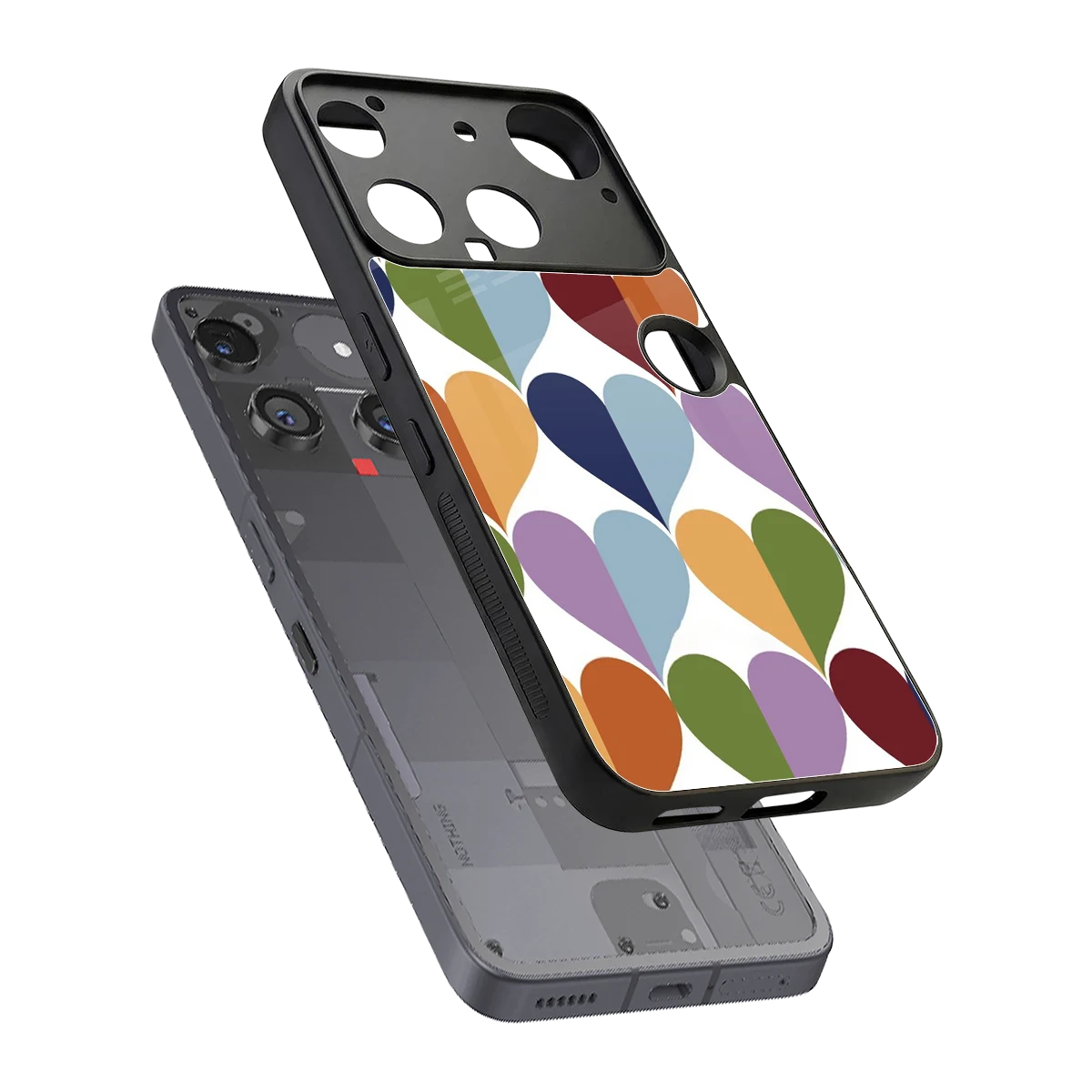 Heart Splash sleek nothing phone 3 cover with tempered glass back and TPU edges