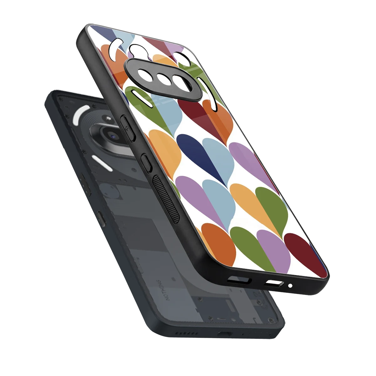 Heart Splash sleek nothing phone 3a cover with tempered glass back and TPU edges
