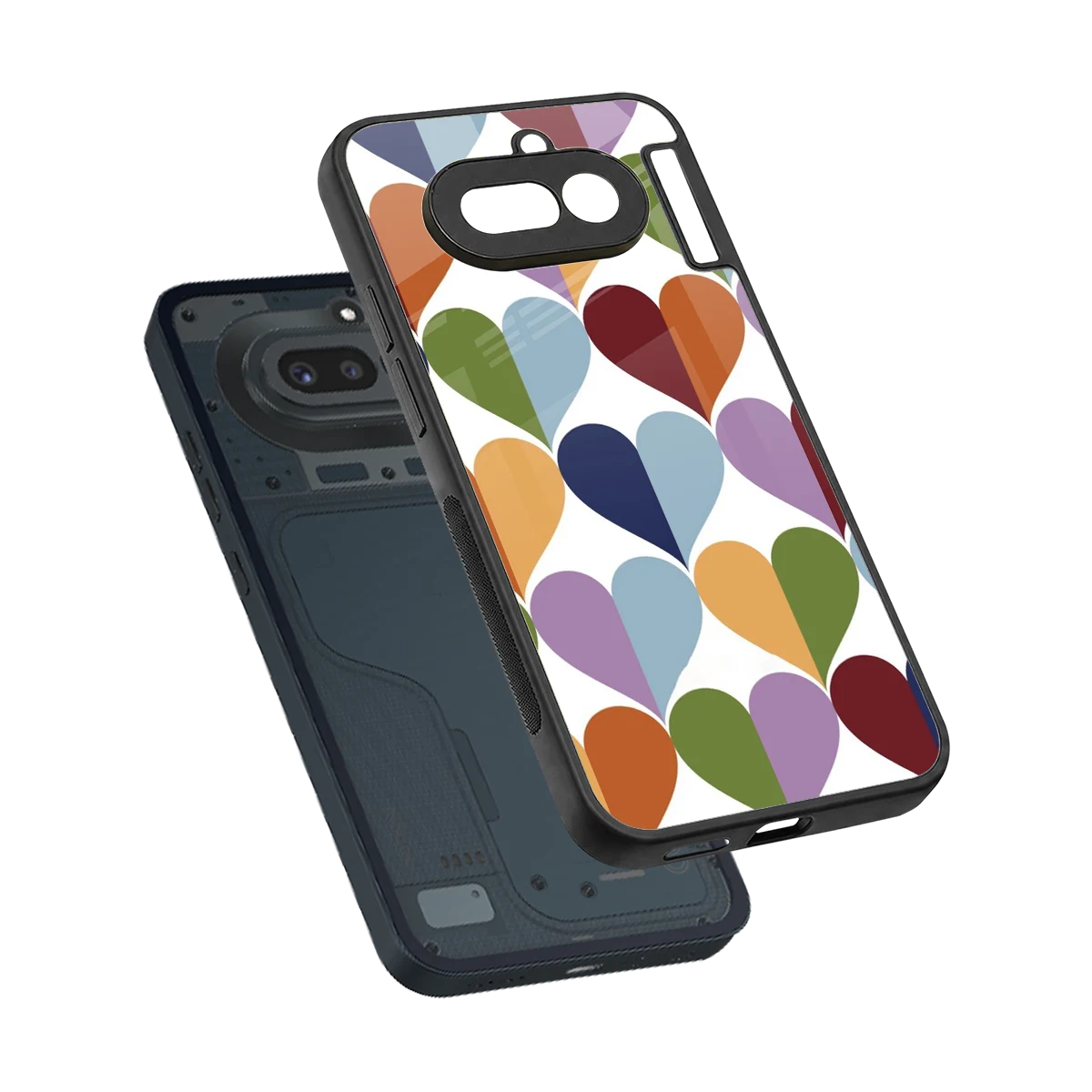 Heart Splash sleek nothing phone 4a cover with tempered glass back and TPU edges