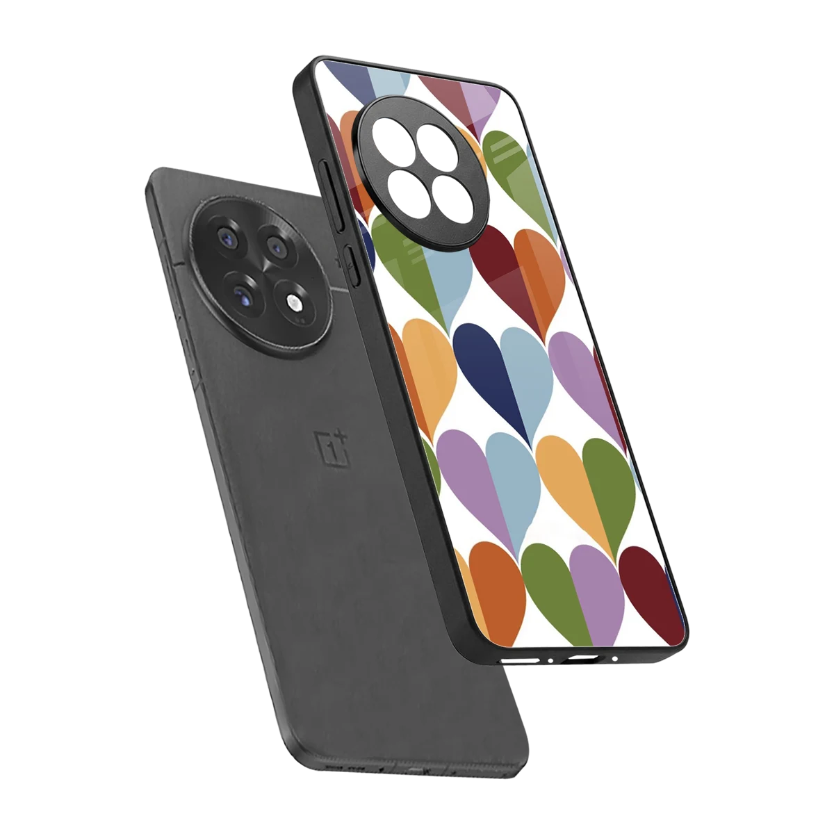 Heart Splash sleek oneplus 13r cover with tempered glass back and TPU edges