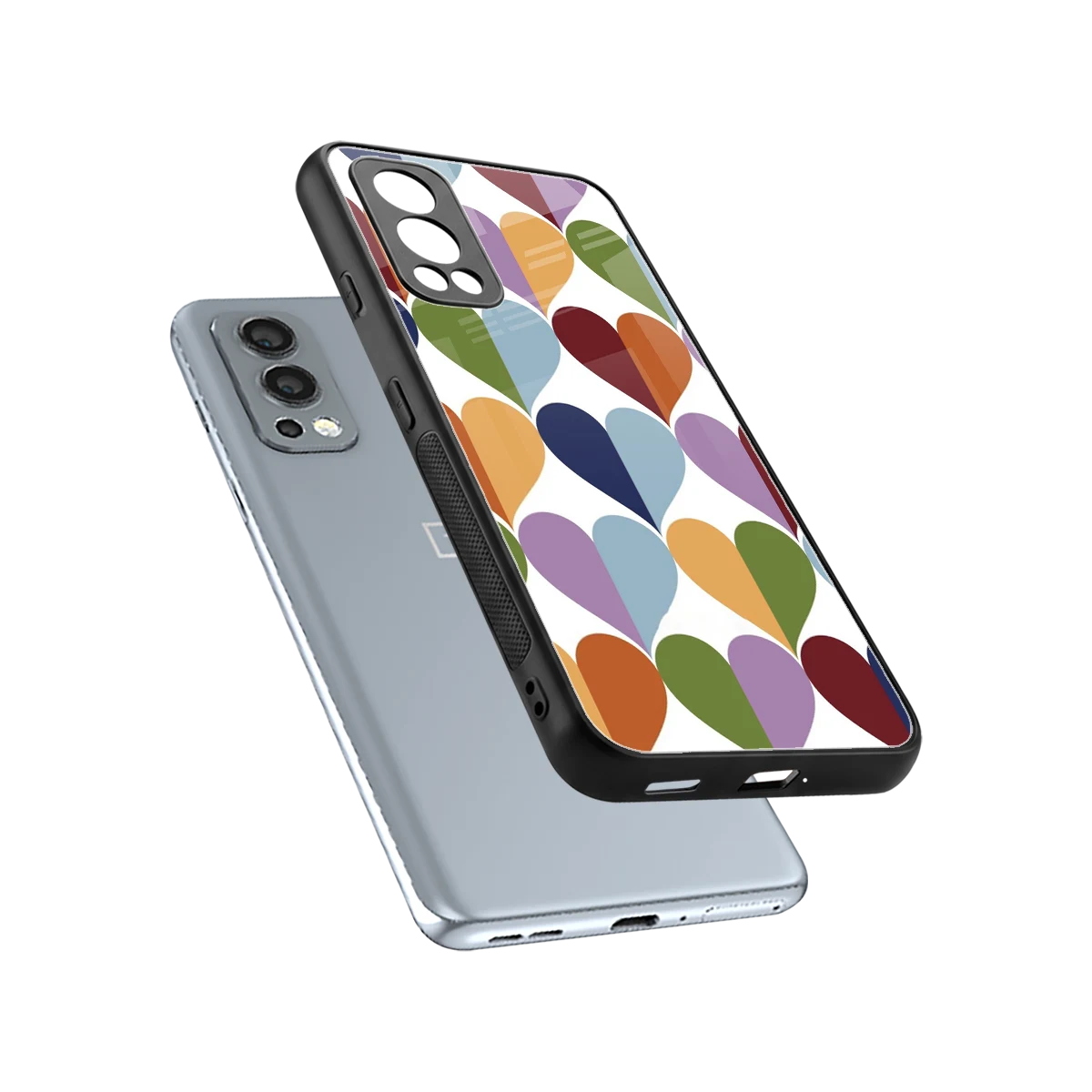Heart Splash sleek oneplus nord 2 cover with tempered glass back and TPU edges