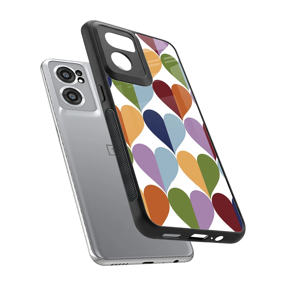 Heart Splash sleek oneplus nord ce 2 cover with tempered glass back and TPU edges