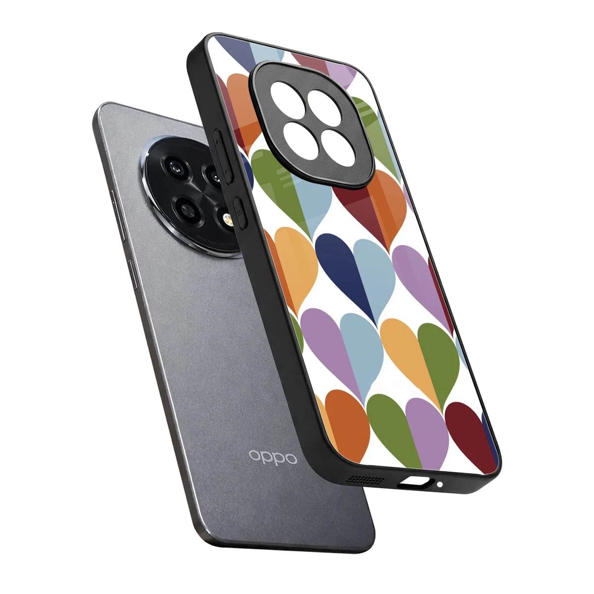 Heart Splash sleek oppo f29 pro 5g cover with tempered glass back and TPU edges