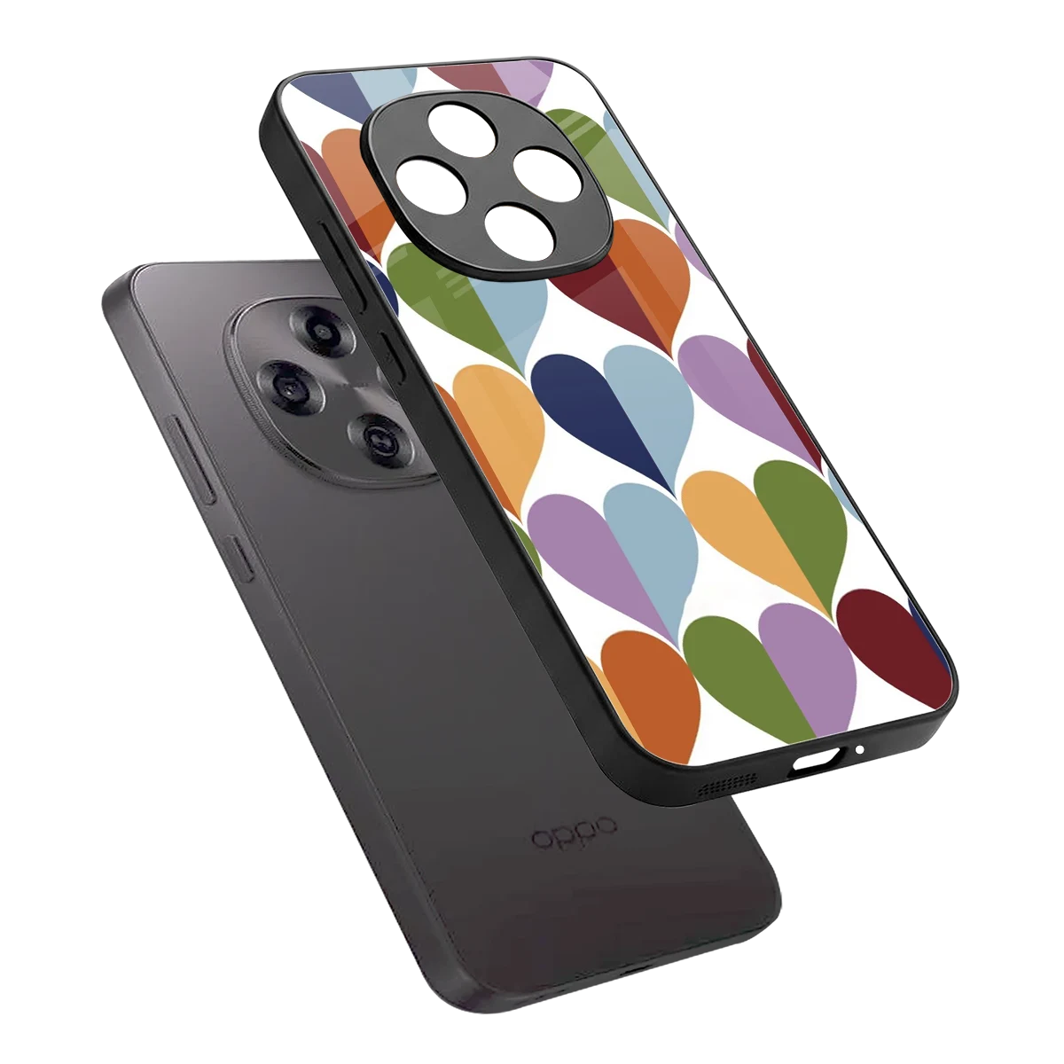 Heart Splash sleek oppo f31 pro 5g cover with tempered glass back and TPU edges
