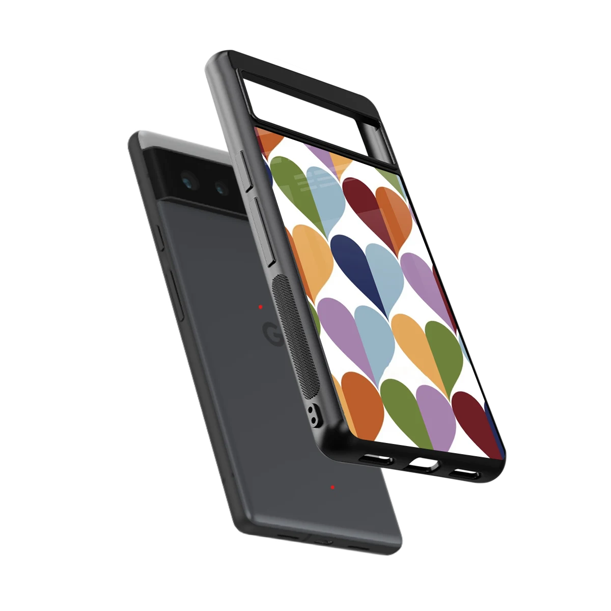 Heart Splash sleek google pixel 6 cover with tempered glass back and TPU edges