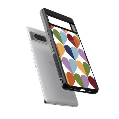 Heart Splash sleek google pixel 7a cover with tempered glass back and TPU edges