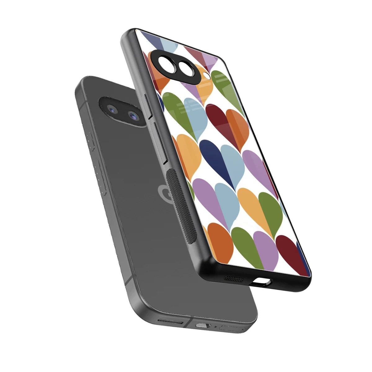 Heart Splash sleek google pixel 10a cover with tempered glass back and TPU edges