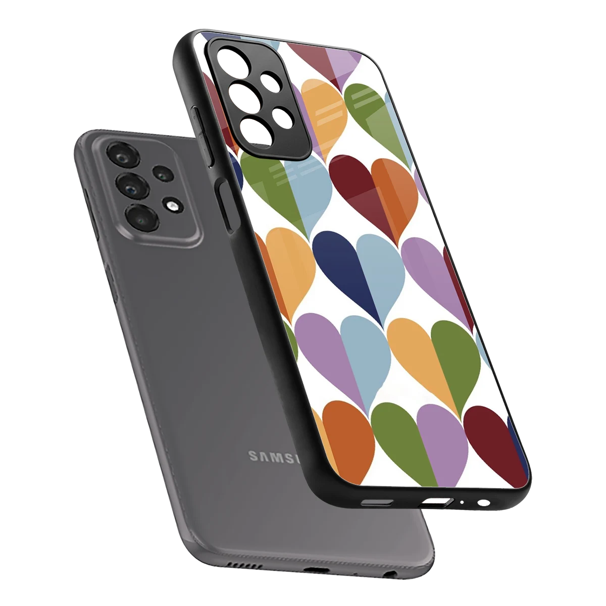 Heart Splash sleek samsung galaxy a23 cover with tempered glass back and TPU edges