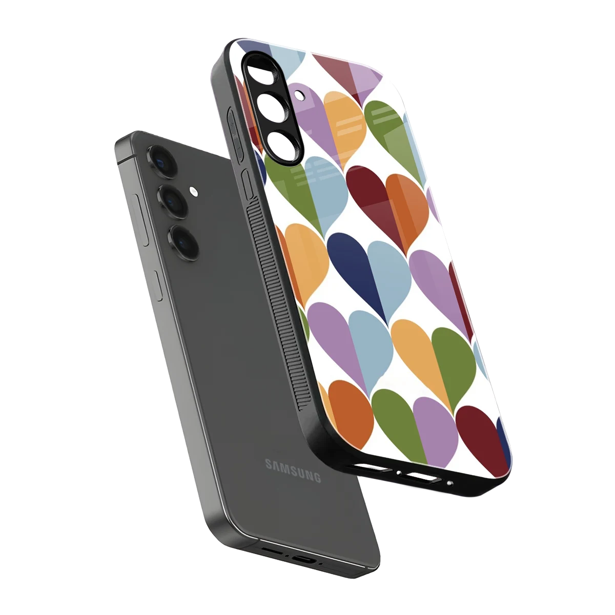 Heart Splash sleek samsung galaxy m35 5g cover with tempered glass back and TPU edges