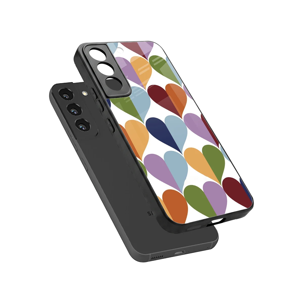 Heart Splash sleek samsung galaxy s22 cover with tempered glass back and TPU edges