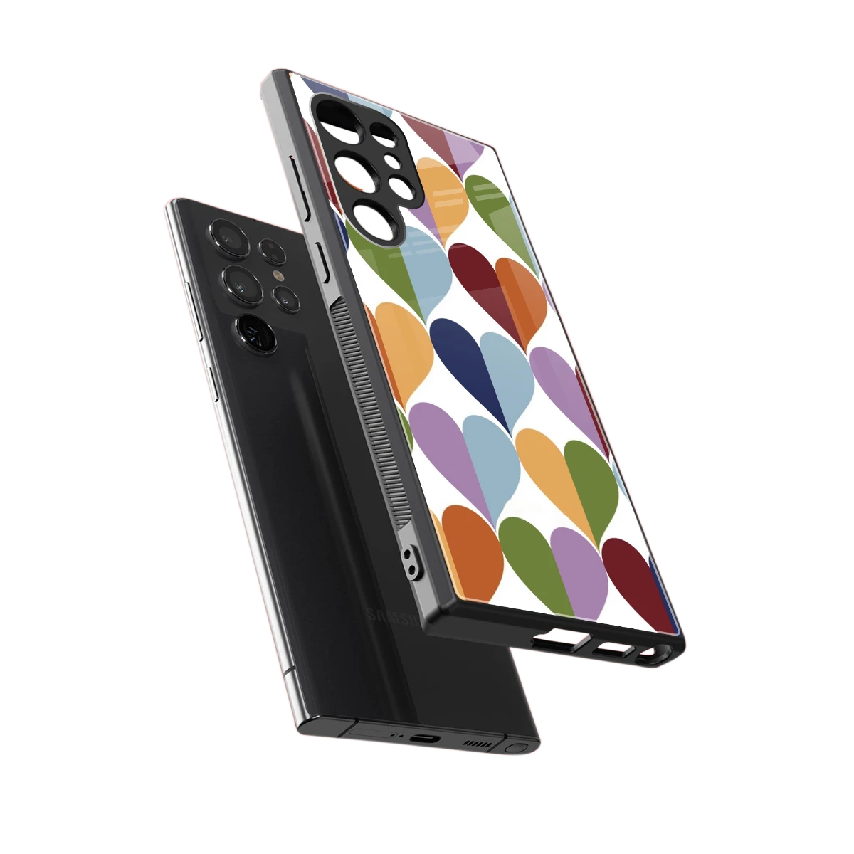 Heart Splash sleek samsung galaxy s23 ultra cover with tempered glass back and TPU edges