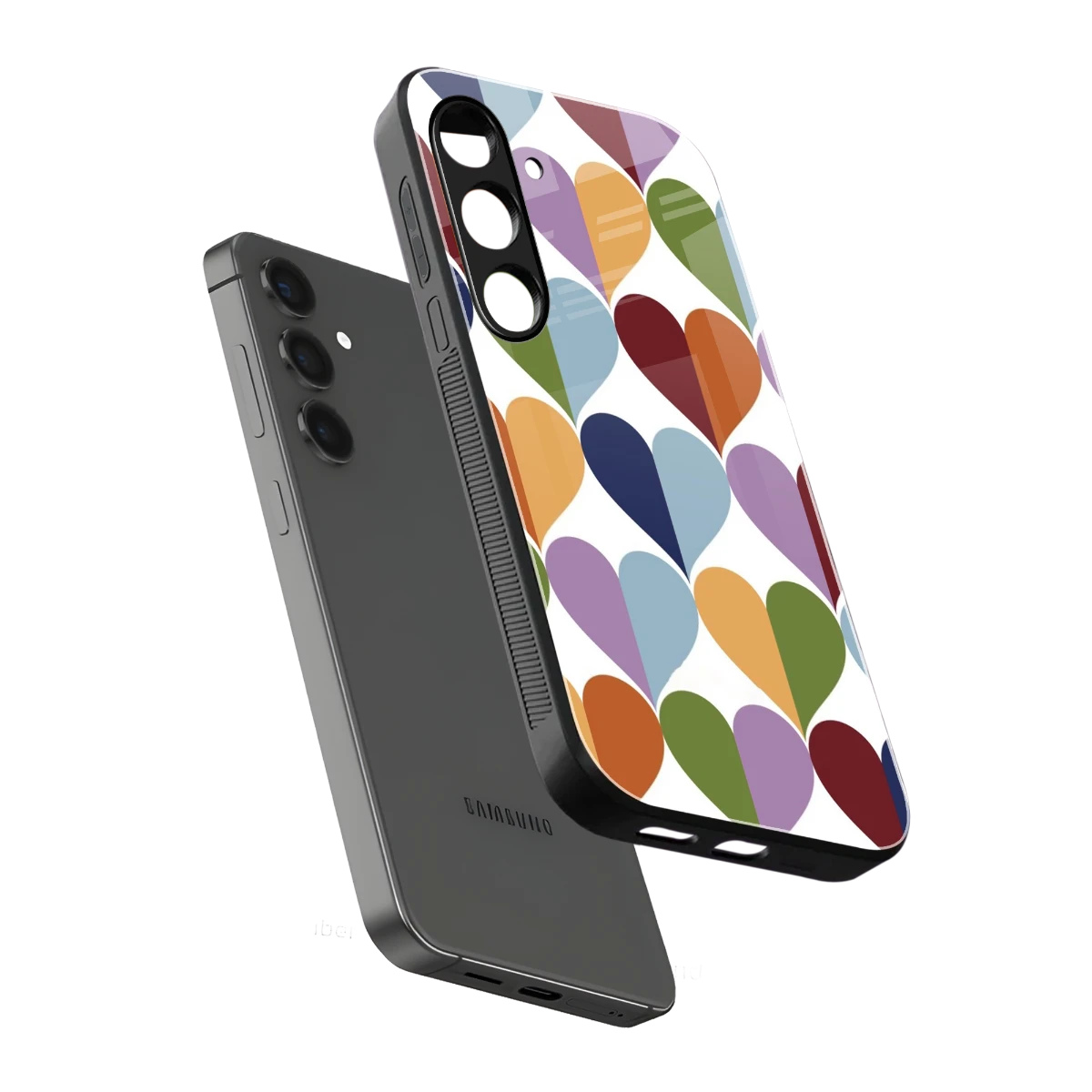 Heart Splash sleek samsung galaxy s24 cover with tempered glass back and TPU edges