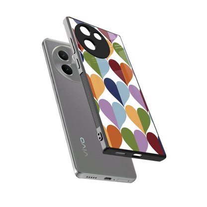 Heart Splash sleek vivo v30e cover with tempered glass back and TPU edges