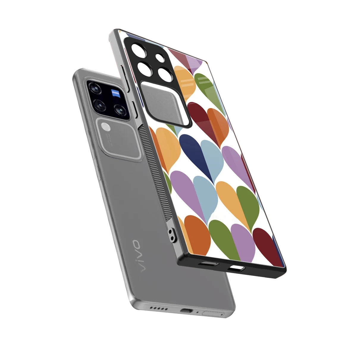 Heart Splash sleekvivo v30 pro cover with tempered glass back and TPU edges