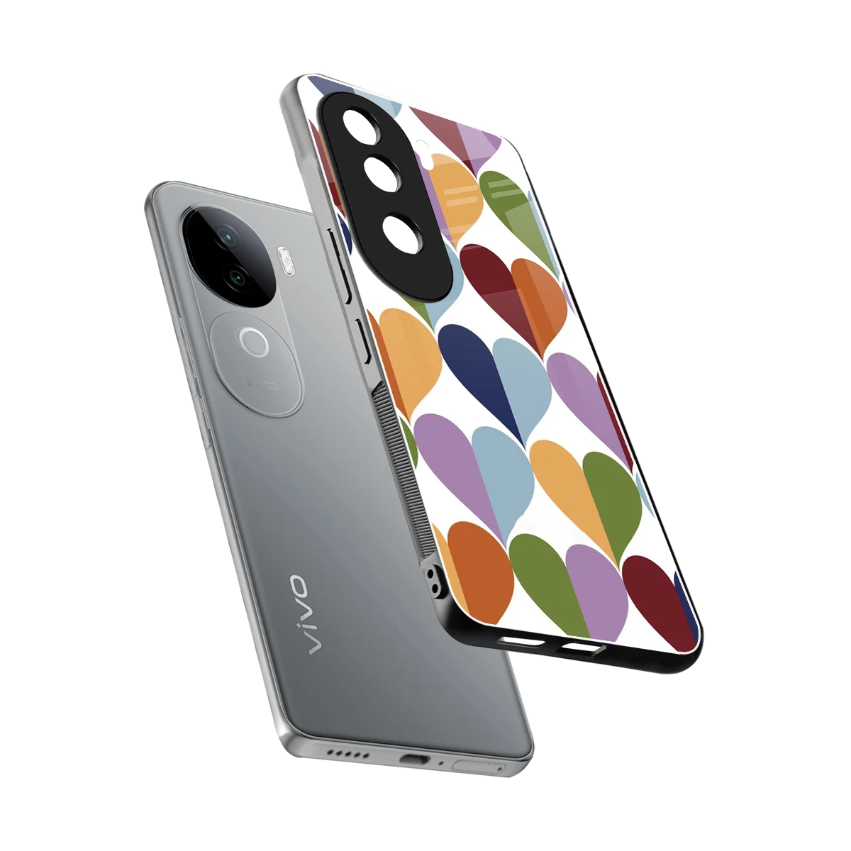 Heart Splash sleek vivo v40e cover with tempered glass back and TPU edges