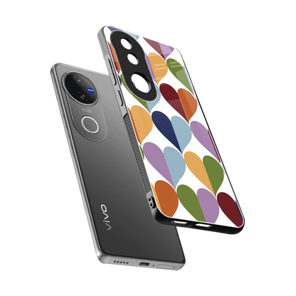 Heart Splash sleek vivo v50 cover with tempered glass back and TPU edges