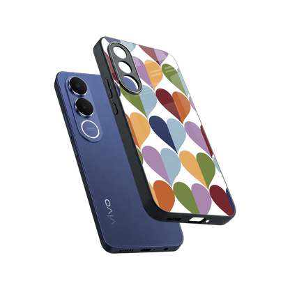 Heart Splash sleek vivo v70 fe cover with tempered glass back and TPU edges