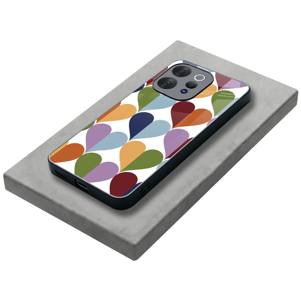 Heart Splash stylish phone case for vivo v70 | glossy glass and slim fit