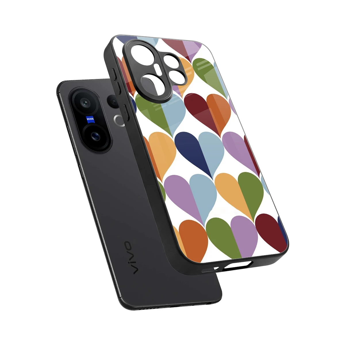 Heart Splash sleek vivo x200 fe cover with tempered glass back and TPU edges