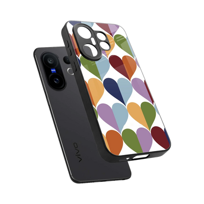 Heart Splash sleek vivo x200 fe cover with tempered glass back and TPU edges