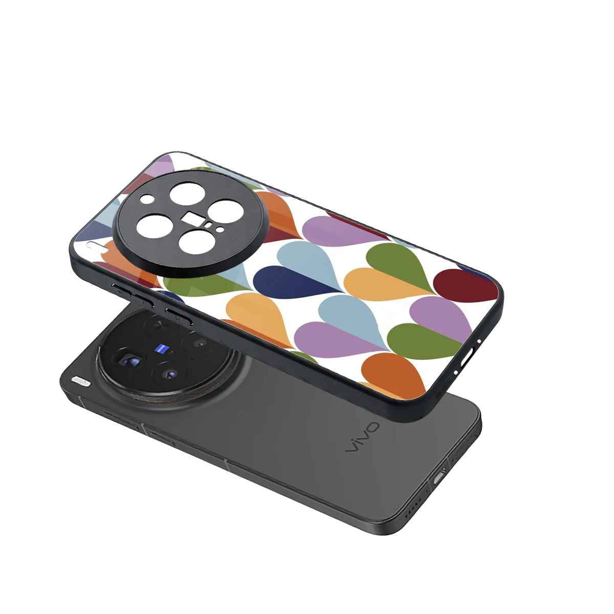 Heart Splash sleek vivo x300 pro cover with tempered glass back and TPU edges