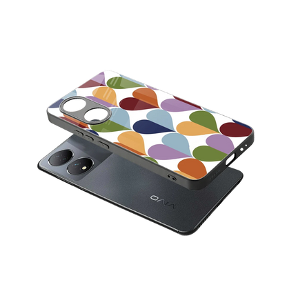 Heart Splash sleek Vivo-y100 cover with tempered glass back and TPU edges